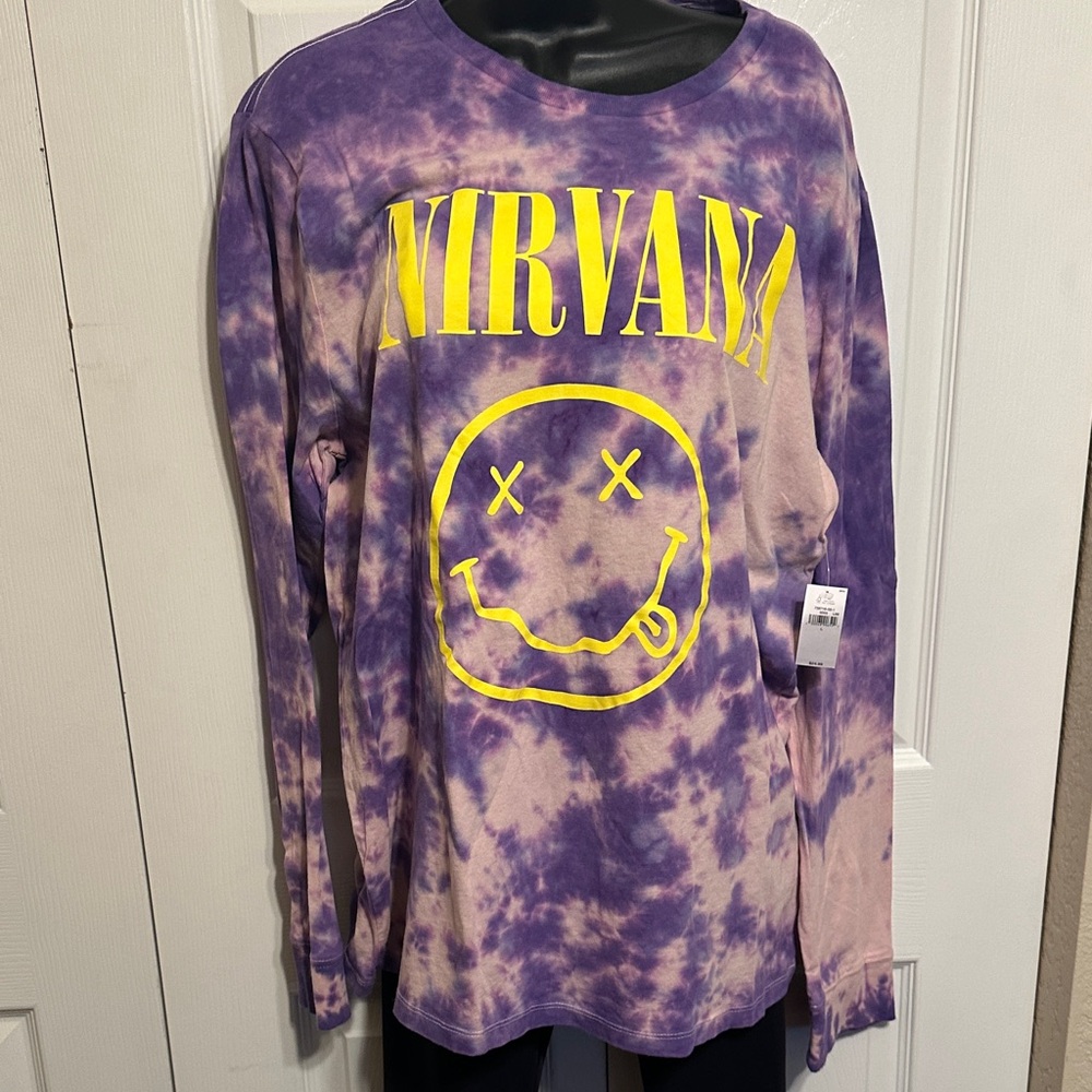 Old Navy NIRVANA Long Sleeve Purple Tie-Dye Shirt - Women’s Large